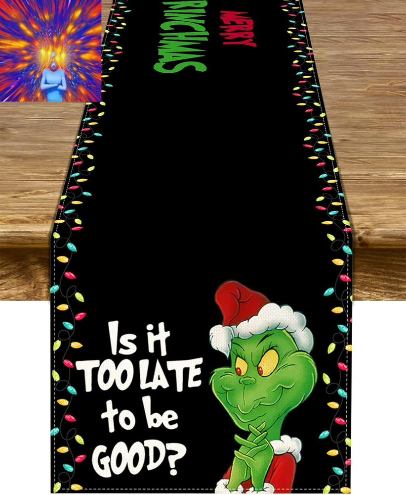 Merry Christmas Table Runner Green Xmas Buffalo Plaid Check Winter Holiday Party