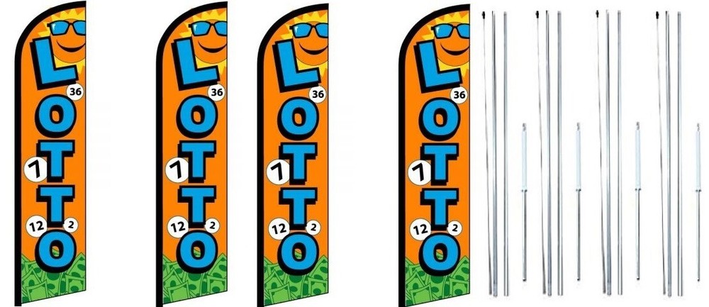 Lotto Windless Flag With Complete Hybrid Pole set- 4 pack