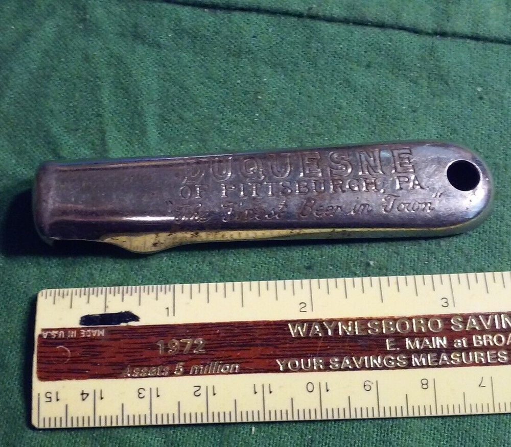 DUSQUESNE of Pittsburgh PA Finest Beer in Town Vintage Steel Bottle Opener
