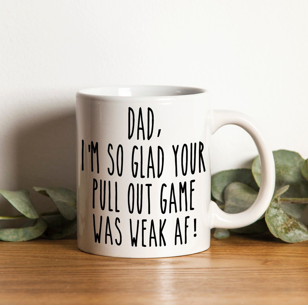 Funny Father's Day Weak Mug Pull Out Game Gift for Dad