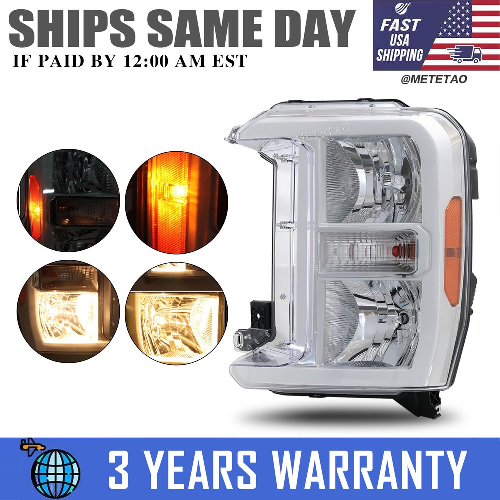 2023-2024 Ford F250 F350 SuperDuty Driver Side Halogen Headlight Assembly Chrome  