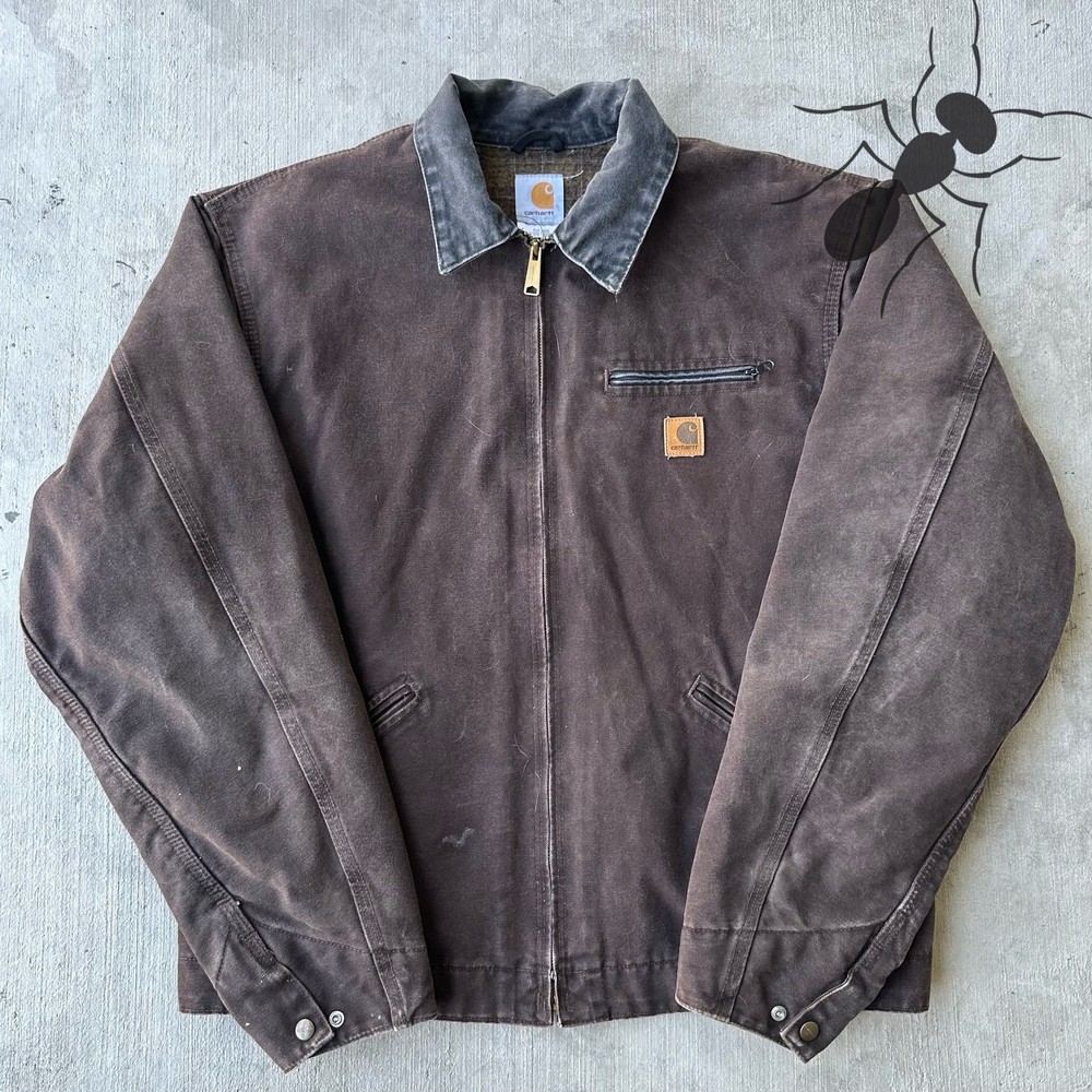 Vintage Y2K faded dark brown Carhartt Detroit work jacket