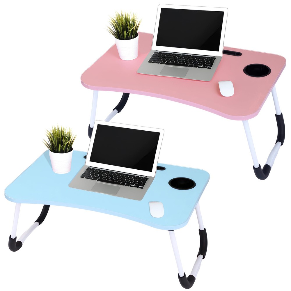 2-Pack Large Lap Desk for Bed & Sofa with Cup Holder & Foldable Legs Laptop T...