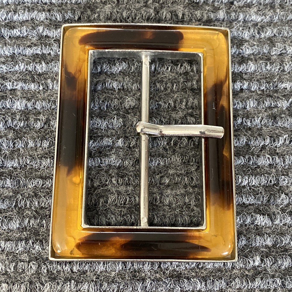 Belt Buckle Women’s Silver Brown Turtle Rectangle