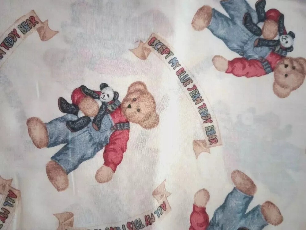 blue jean teddy fun fabric length piece 17 x 13 inch 1pc