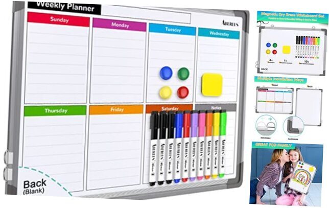Small Weekly Calendar Dry Erase Whiteboard for Wall, 16