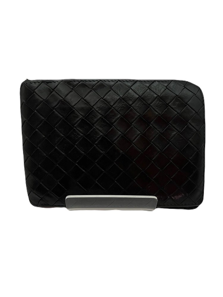 Bottega Veneta Wallet Leather Black USED T15-4