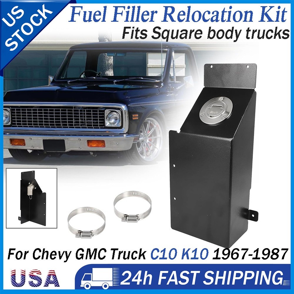 67-87 For Chevy GMC C10 K10 Truck In bed Fuel Filler Gas Door Cap Relocation Kit