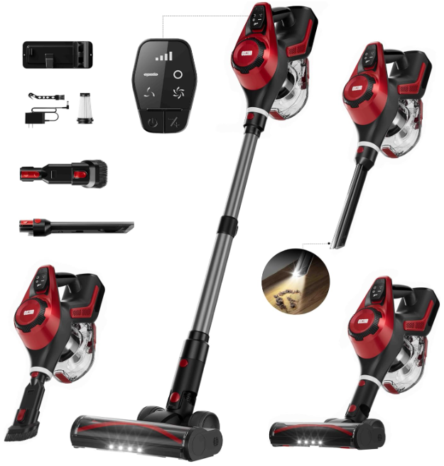 Cordless Vacuum Cleaner, 30Kpa Home Stick, Smart Display & 1.5L Dust Cup, 55mins