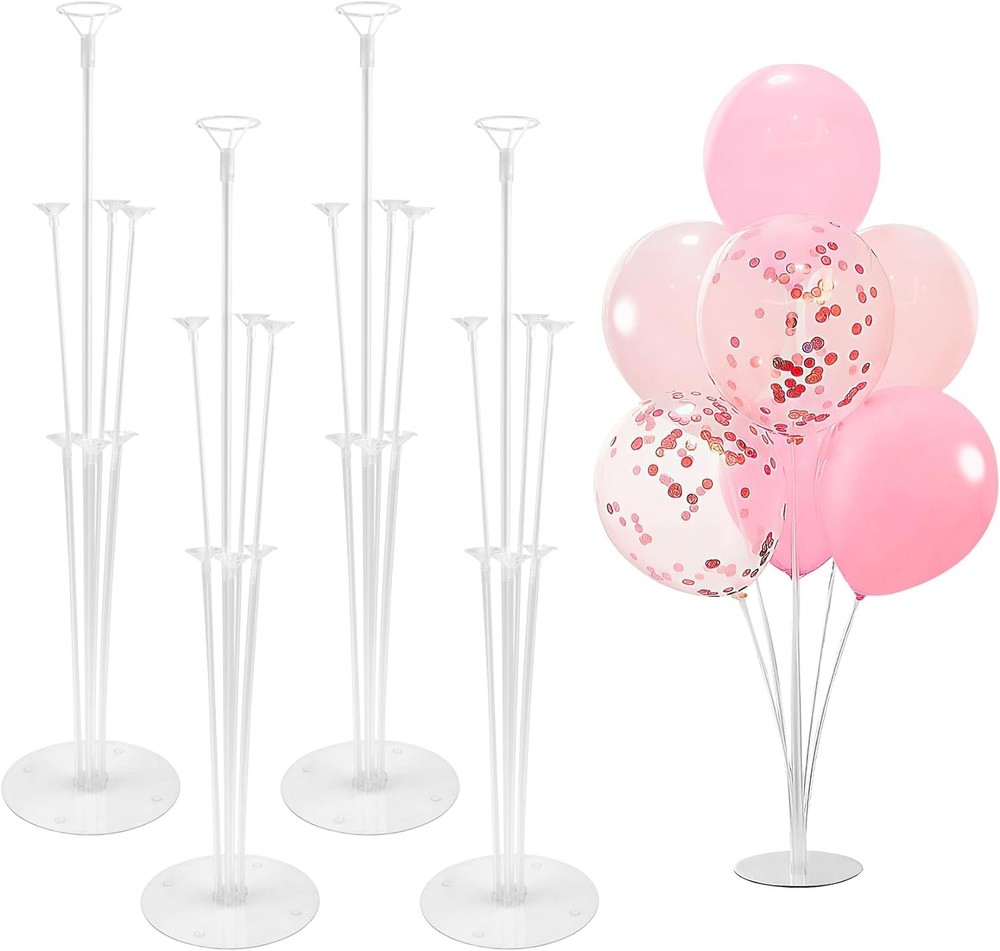 Balloon Stand Kit 4 Sets – Table & Floor Balloon Sticks with Base for Party