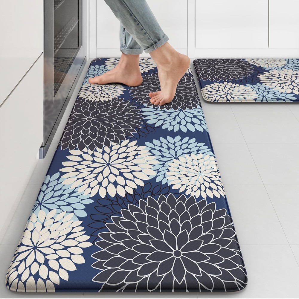 Boho Anti Fatigue Kitchen Mats 2PCS Non Slip Rubber Backing Farmhouse Style