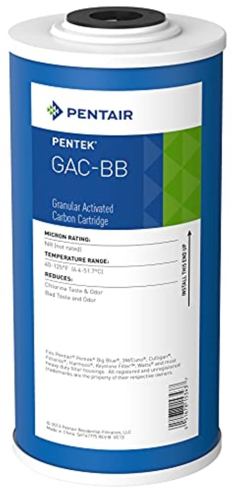Pentair Pentek GAC-BB Big Blue Carbon Water Filter, 10-Inch, Whole House Heav...