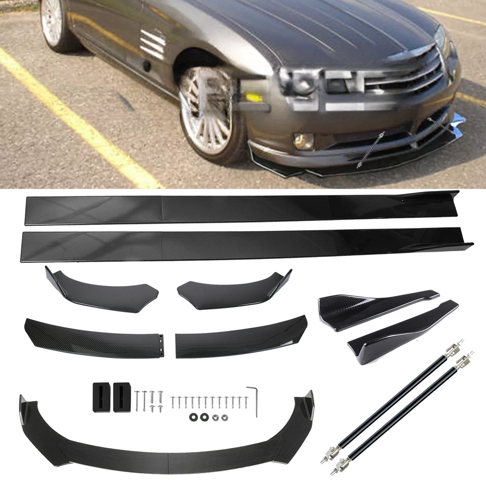 Front Lip Chin Bumper Side Skirt For Chrysler Crossfire 04-08 Carbon Fiber