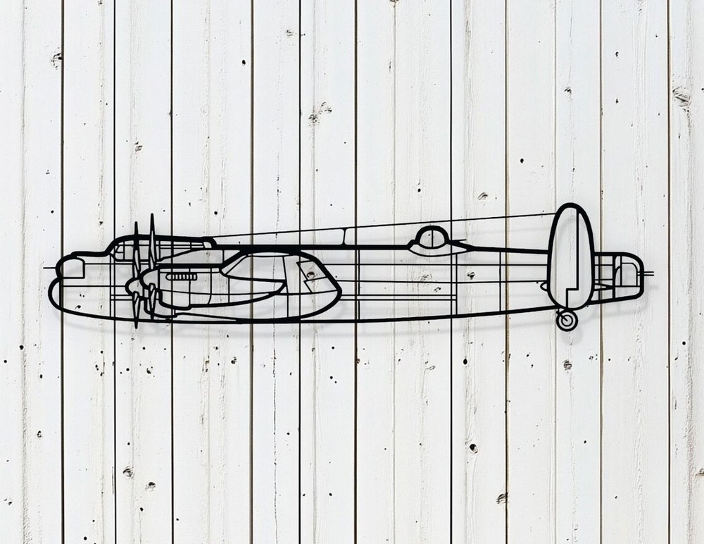 Avro Lancaster Bomber Side Profile – Laser Cut Metal Wall Art (Bare Steel)
