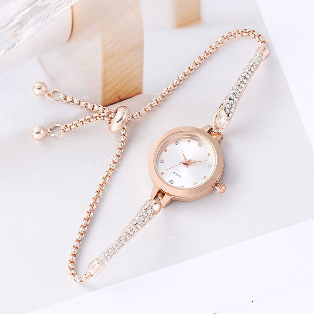 Elegant Women's Bracelet Watch with Diamond Inlay in Multiple Colors