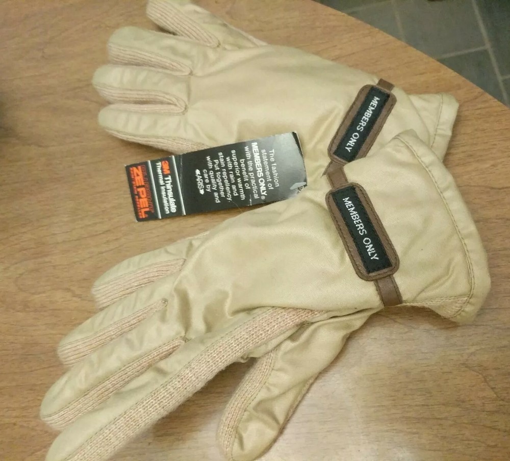 Members Only Aris Winter Gloves womens tan Thinsulate   insulation Vintage  vtg-image