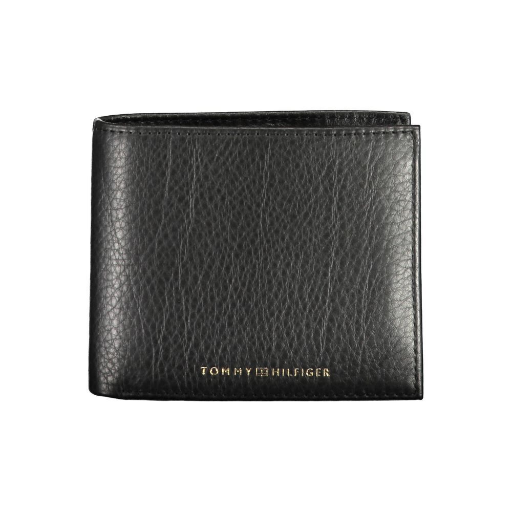 Tommy Hilfiger Mens Black Genuine Leather Slim Bifold Wallet