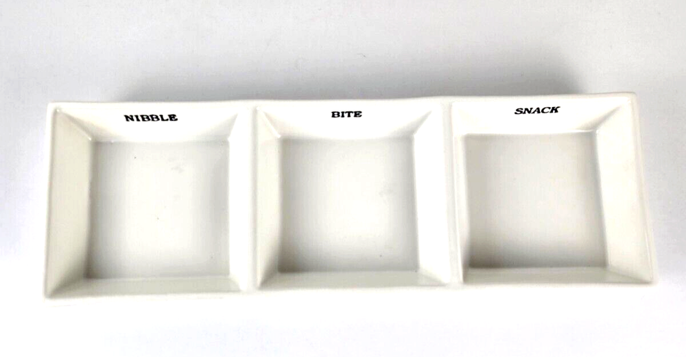 White Stoneware Nibble Bite Snack Tidbit Tray Primitives by Kathy