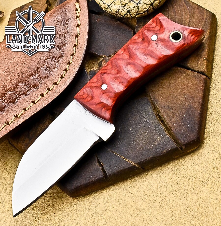 Custom D2 Steel Mini Hunting Knife with Elegant Pakka Wood Handle