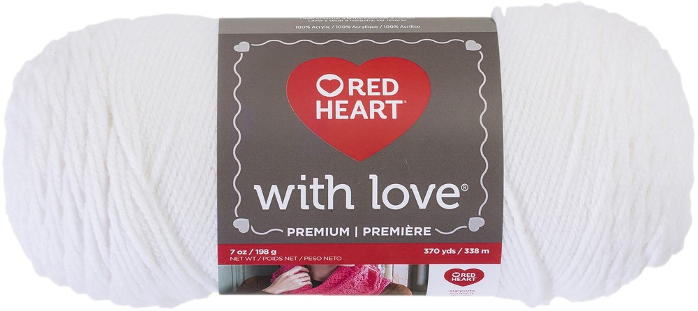 Red Heart With Love Yarn White Pack of 1 Skein