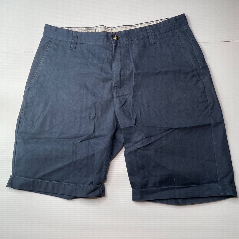 Volcom Chino Shorts Mens Size 33 Waist Navy Casual Style Fashion Summer Fit