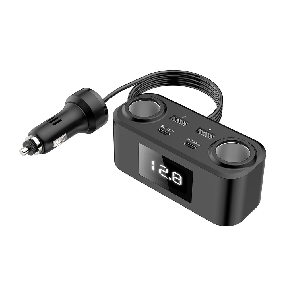 Car 1 to 4 Multi-Port Charger Charging Cell Phone Adapter PD+QC Fast Charger