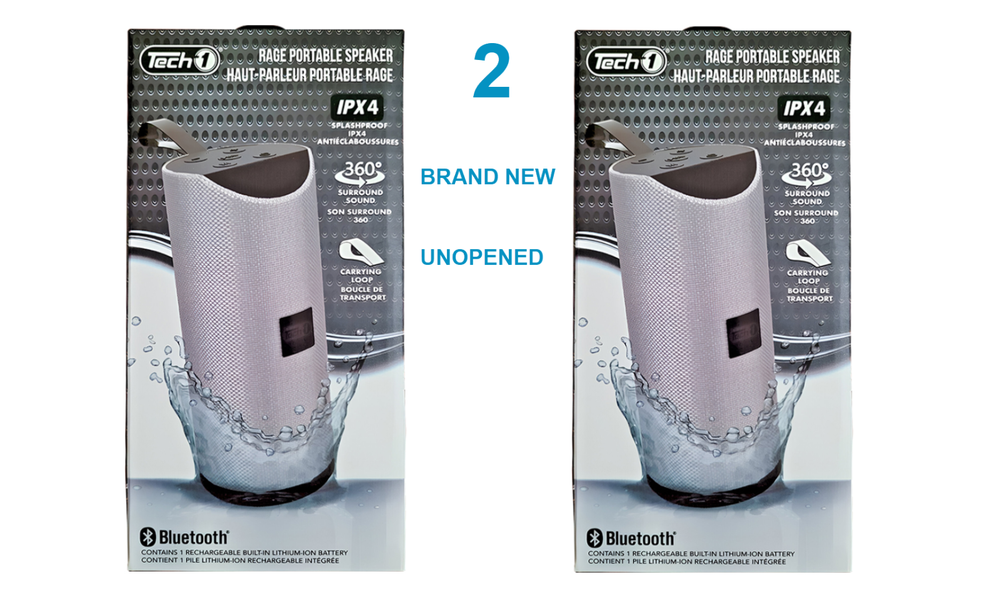2x Portable Bluetooth Speakers with 360° Surround Sound - Brand New Unopened
