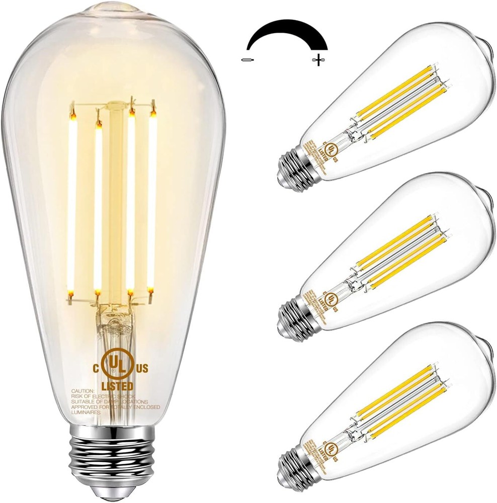 4 Pack Vintage LED Edison Bulbs, E26 Led Bulb 60W Equivalent, Dimmable LED Light