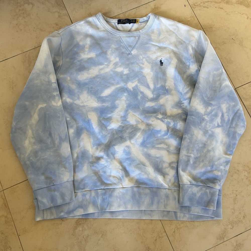 Ralph Lauren Polo Sweatshirt Men’s 2XL Blue Tie Dye Pullover Pony