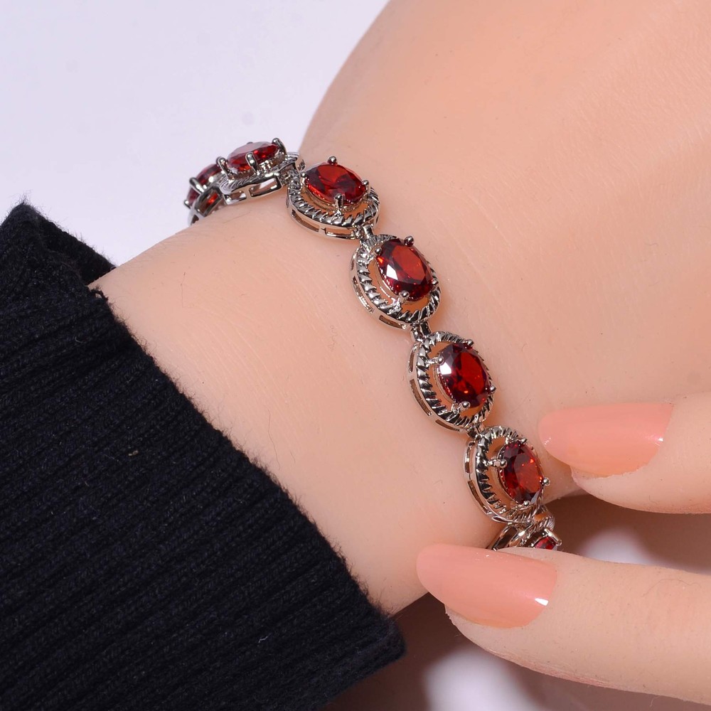 Red Garnet 925 Sterling Silver Tennis Bracelet 7.99