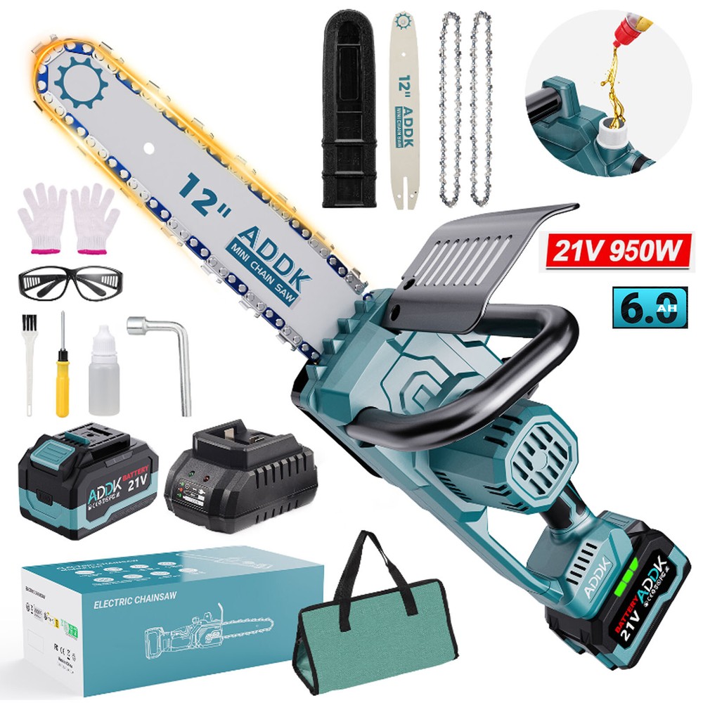 12V 12-Inch Brushless Cordless Chainsaw with Battery and Charger