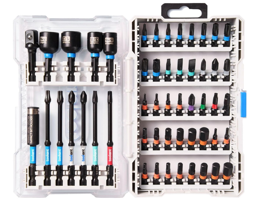 toolant 52-Pc Impact Driver Bit Set, Hex, Torx, Phillips, Nut Drivers