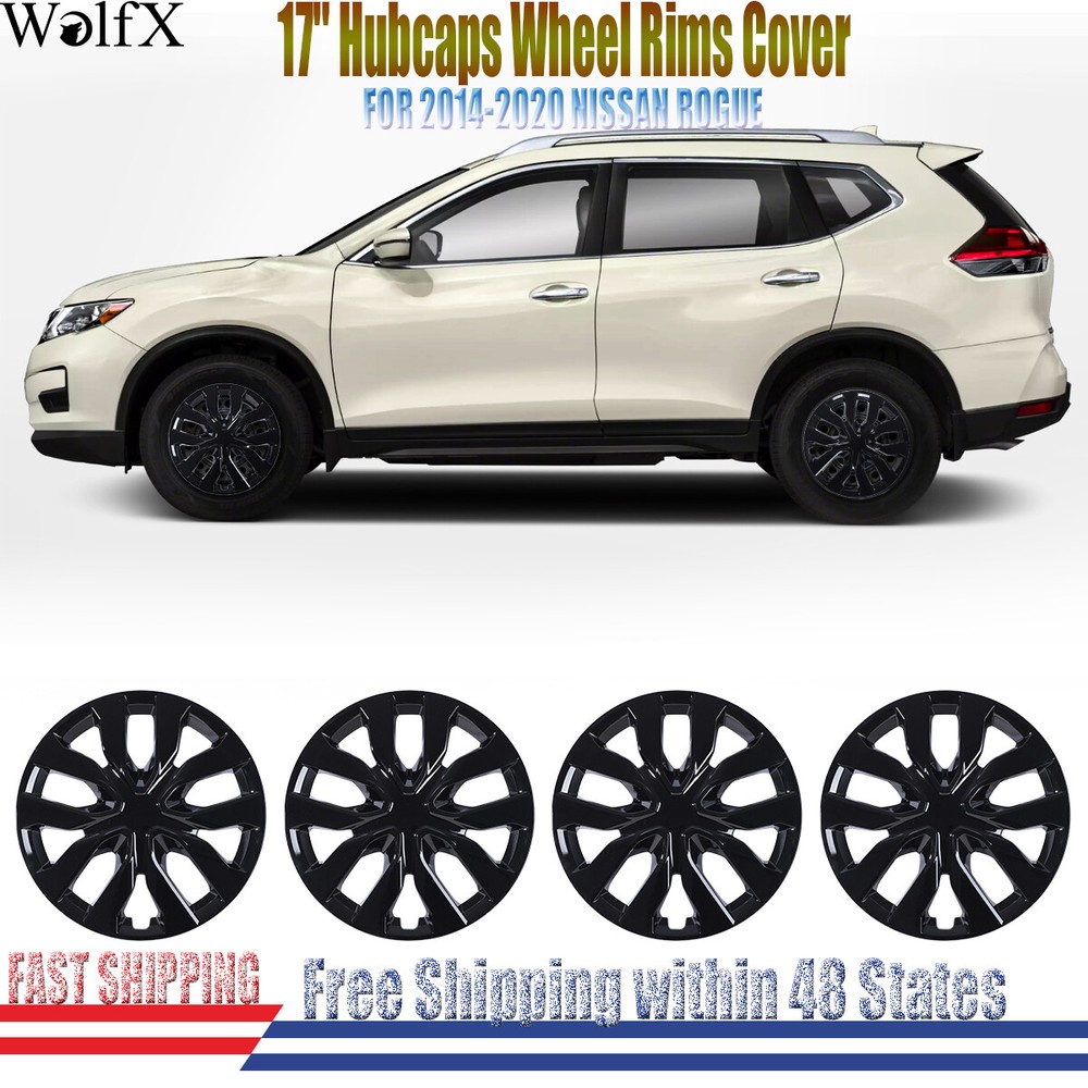 4Pcs 17in Black Hubcap Wheel Rim Covers for 2014-2020 Nissan Rogue