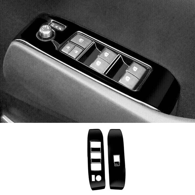 2pcs Black Glass Window Lifting Lock Panel Trim For Toyota Alphard RHD 2015-2022