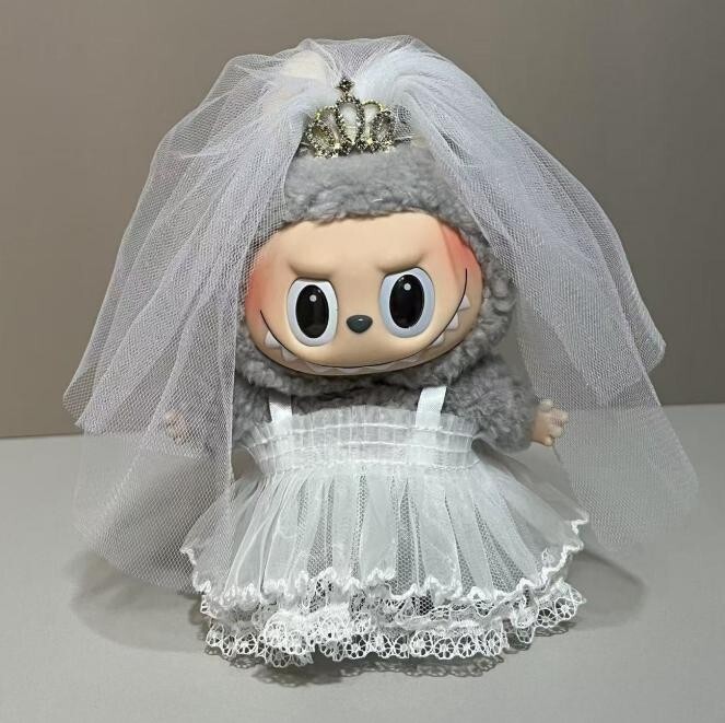 POP MART Monsters Labubu Wedding Dress Plush Doll Set (No Dolls Included)