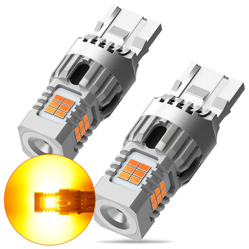 AUXITO Amber 7443 7444 LED Front Turn Signal Parking Light Bulbs CANBUS 7440 2X