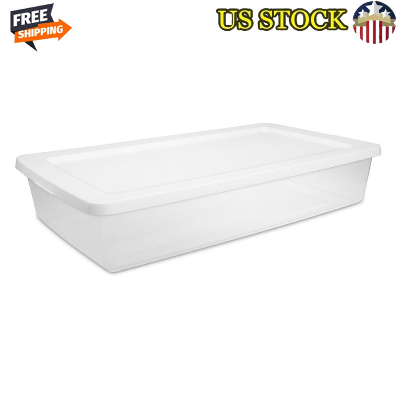 Clear Plastic 41Qt Stackable Storage Box with Snap Lid for Home Organization  