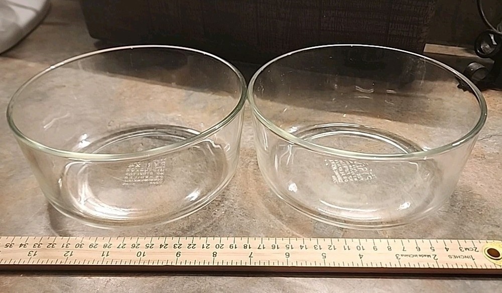 Vintage Set Of 2 PYREX 1.75L (710 ml) 7 Cup Clear Glass Bowls Oven Safe (S2)