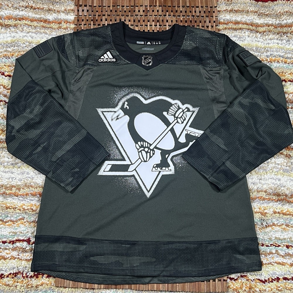 NHL Pittsburgh Penguins Military Salute Black Camo Hockey Jersey Size 52