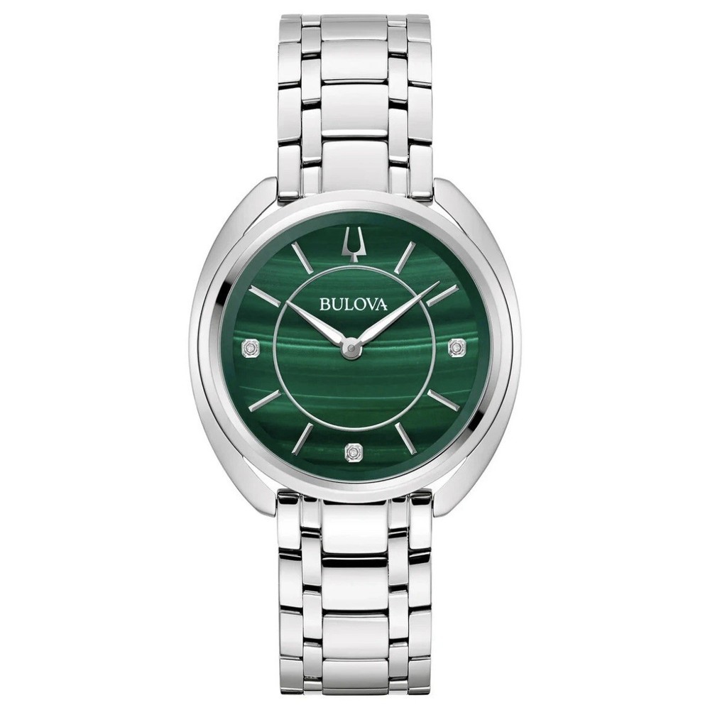 Bulova Classic Diamond Malachite Green Stainless Quartz Ladies Watch 96P256