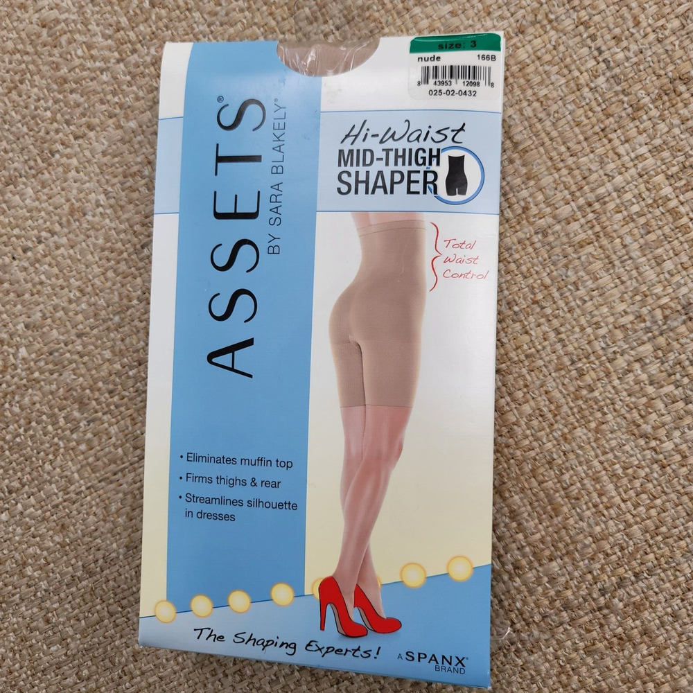 Spanx Assets Hi Waist Mid Thigh Shaper Size 3 Nude 166B 5'3