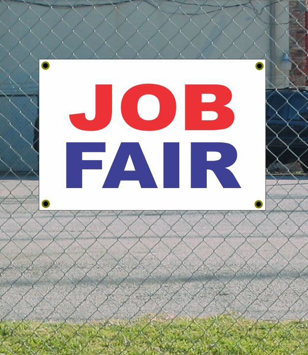 2x3 Job Fair Red White Blue Banner Sign – Discount Size & Price Offered