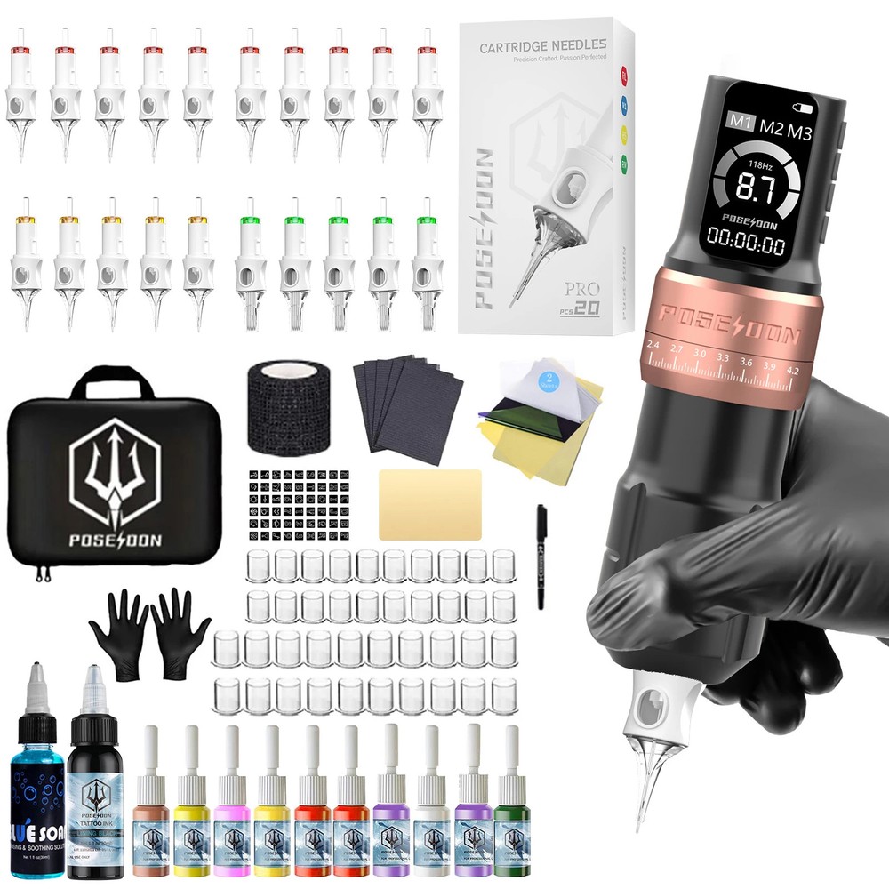 Wireless Tattoo Pen Kit for Permanent Makeup with Adjustable Power Supply