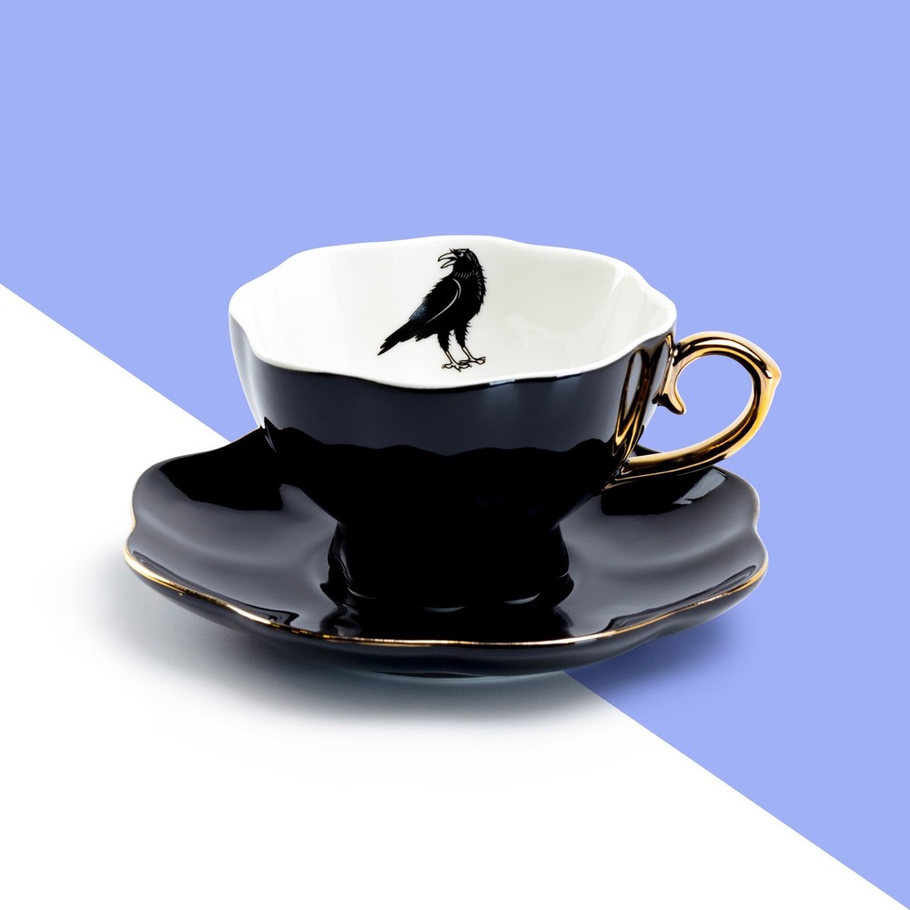 Grace Teaware Raven Black Tea Cup and Saucer
