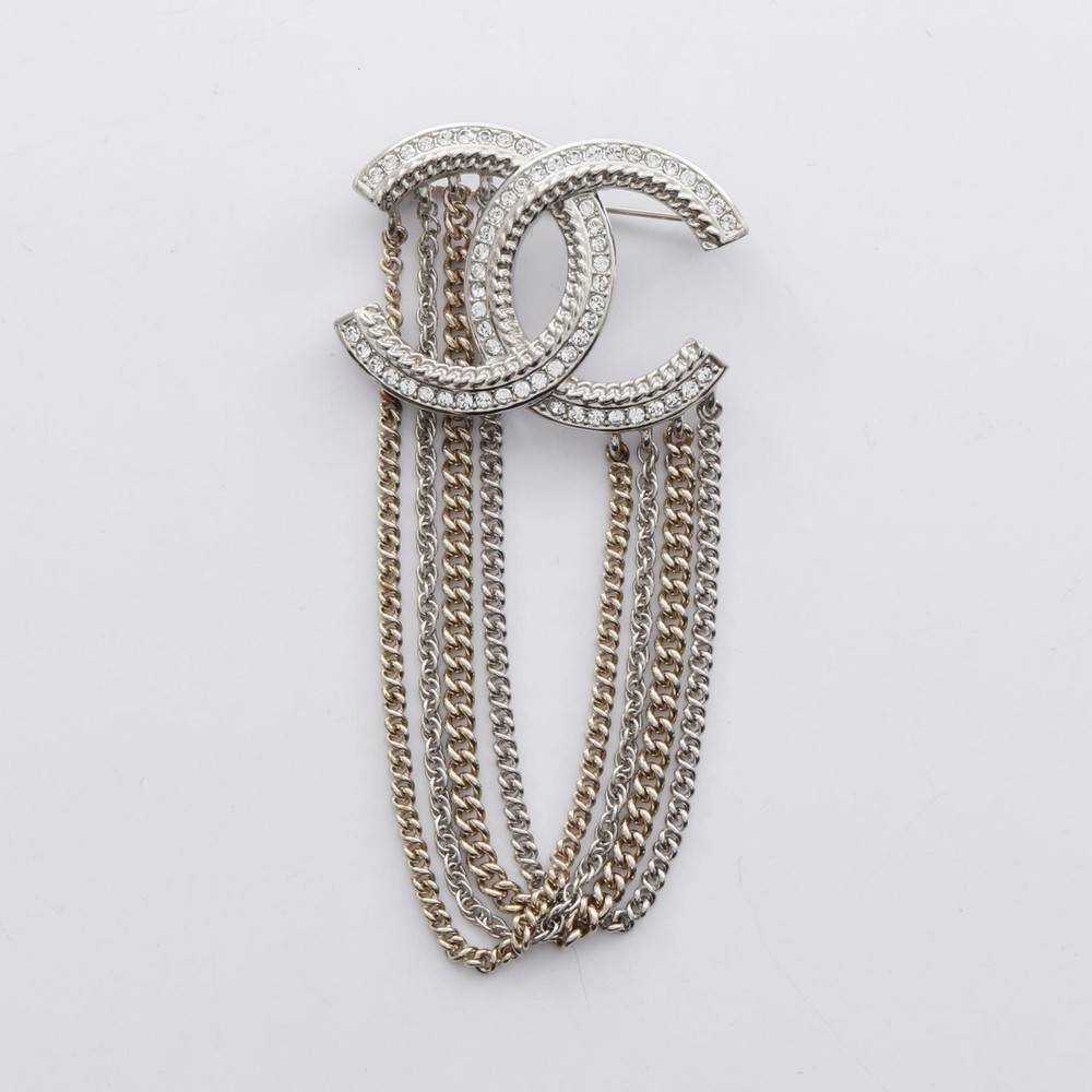 CHANEL COCO Mark Brooch Pin with Gold Plating and Rhinestones Pre-Owned  