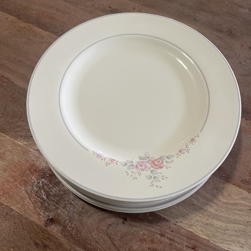 VTG Pfaltzgraff Trousseau 10.5 Inch Dinner Plate Stoneware Ivory Pink Roses Floral