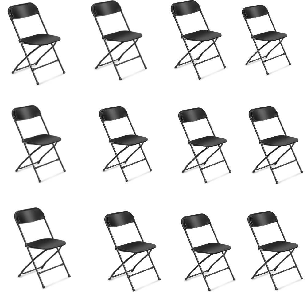 12PCS Black Folding Plastic Chairs for Wedding Party Indoor Outdoor 360LBS Capacity