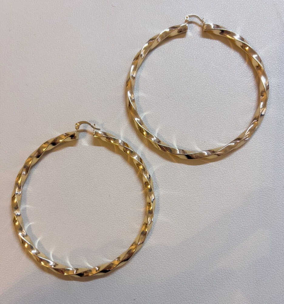 14k Gold-Filled Wrap-Lined Gold Hoops Earrings