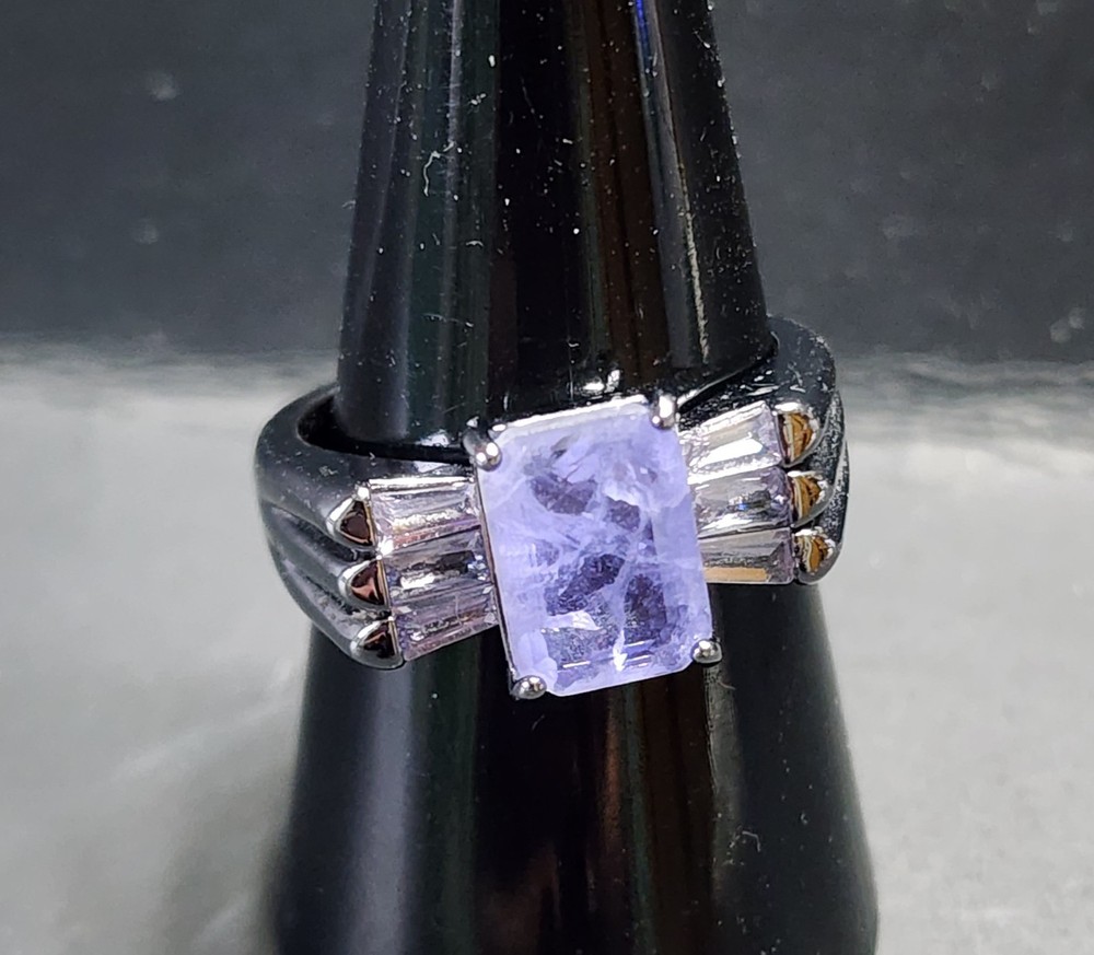 Lavender Fluorite Hematite Ring Bomb Party Wide Eyed Gaze Sz8 RBP8239  