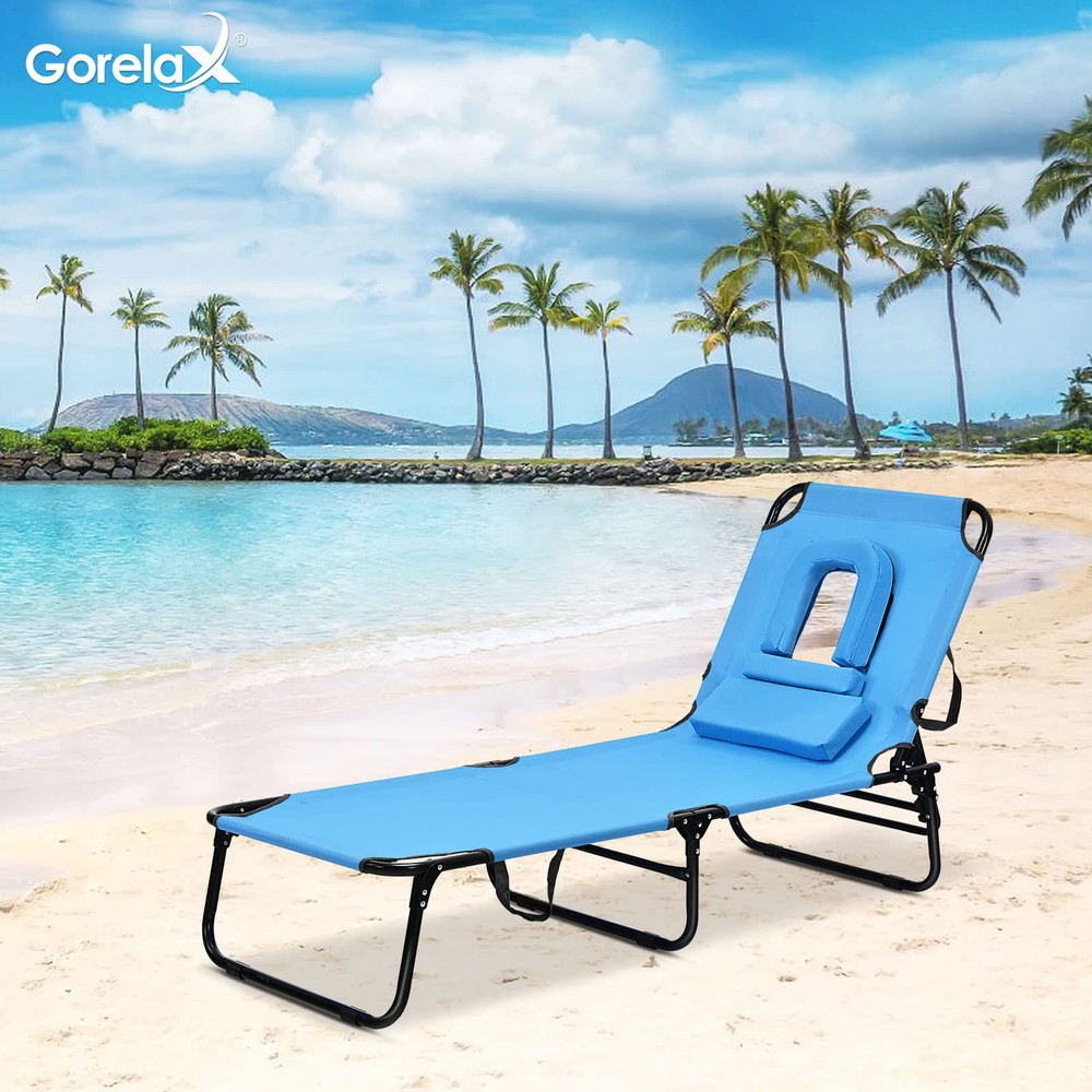 Adjustable Folding Bench Chair with Face Hole for Comfortable Face Down Relaxation